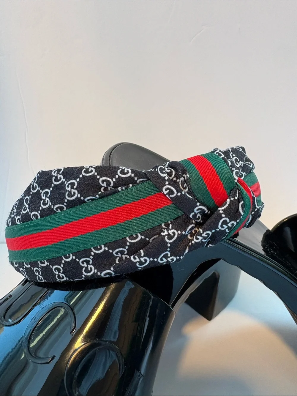 Black Headband with Red & Green Stripes - Picture 1 of 5